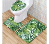 QKBVRHA 3 Piece Non-Slip Bath Mat Set,Luxury Thick Microfiber Shaggy Bathroom Rugs,Lush tropical rainforest，Emerald jungle scene，Symphony of charming rainfor,Machine Washable Quick Dry Rugs,Absorbent