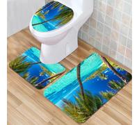 QKBVRHA 3 Piece Non-Slip Bath Mat Set,Luxury Thick Microfiber Shaggy Bathroom Rugs,Ocean, sailboats Sea Regatta Race Sports Panoramic View Seascape Summe Hom,Machine Washable Quick Dry Rugs,Absorbent