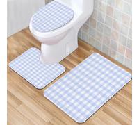 QKBVRHA 3 Piece Non-Slip Bath Mat Set,Luxury Thick Microfiber Shaggy Bathroom Rugs,Plaid,Lumberjack Fashion Buffalo Style Checks Pattern Retro St,Machine Washable Quick Dry Rugs,Absorbent