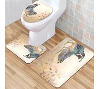 QKBVRHA 3 Piece Non-Slip Bath Mat Set,Luxury Thick Microfiber Shaggy Bathroom Rugs,Quatrefoil, bohemian, contrasting colors, plaid, geometry,Machine Washable Quick Dry Rugs,Absorbent