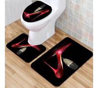 QKBVRHA 3 Piece Non-Slip Bath Mat Set,Luxury Thick Microfiber Shaggy Bathroom Rugs,Red lips collection.of sexy woman's lips expressing different emotions suc,Machine Washable Quick Dry Rugs,Absorbent