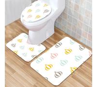 QKBVRHA 3 Piece Non-Slip Bath Mat Set,Luxury Thick Microfiber Shaggy Bathroom Rugs,Retro sketch of a sailboat gliding on the water, seagulls flying,Machine Washable Quick Dry Rugs,Absorbent