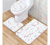 QKBVRHA 3 Piece Non-Slip Bath Mat Set,Luxury Thick Microfiber Shaggy Bathroom Rugs,Seamless pattern with cute jungle sloths on green background vector illust,Machine Washable Quick Dry Rugs,Absorbent