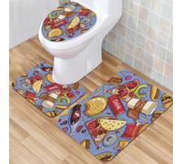QKBVRHA 3 Piece Non-Slip Bath Mat Set,Luxury Thick Microfiber Shaggy Bathroom Rugs,Seamless pattern of funny cartoon band of angels,Machine Washable Quick Dry Rugs,Absorbent