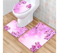 QKBVRHA 3 Piece Non-Slip Bath Mat Set,Luxury Thick Microfiber Shaggy Bathroom Rugs,Spa Decor,Outdoor Spa Massage Setting at Sunset with Candlelight Reflectio,Machine Washable Quick Dry Rugs,Absorbent