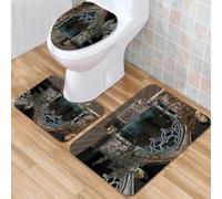 QKBVRHA 3 Piece Non-Slip Bath Mat Set,Luxury Thick Microfiber Shaggy Bathroom Rugs,The natural clear secret picture of the rainforest waterfall,Machine Washable Quick Dry Rugs,Absorbent