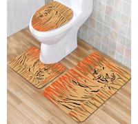 QKBVRHA 3 Piece Non-Slip Bath Mat Set,Luxury Thick Microfiber Shaggy Bathroom Rugs,The small stream flowing among the stones in the forest,Machine Washable Quick Dry Rugs,Absorbent