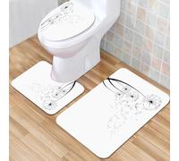 QKBVRHA 3 Piece Non-Slip Bath Mat Set,Luxury Thick Microfiber Shaggy Bathroom Rugs,Three demon skulls with horns burning through - 3D Illustration,Machine Washable Quick Dry Rugs,Absorbent