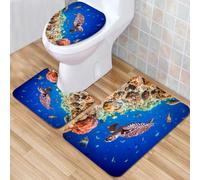 QKBVRHA 3 Piece Non-Slip Bath Mat Set,Luxury Thick Microfiber Shaggy Bathroom Rugs,Turtle and beacon tattoo and t-shirt design,Machine Washable Quick Dry Rugs,Absorbent