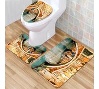 QKBVRHA 3 Piece Non-Slip Bath Mat Set,Luxury Thick Microfiber Shaggy Bathroom Rugs,Venice Deor, scenes of the beach of the city of Venice, night architecture,Machine Washable Quick Dry Rugs,Absorbent
