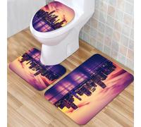QKBVRHA 3 Piece Non-Slip Bath Mat Set,Luxury Thick Microfiber Shaggy Bathroom Rugs,View of Santiago de stela with Cathedral of Santiago de stela,Machine Washable Quick Dry Rugs,Absorbent