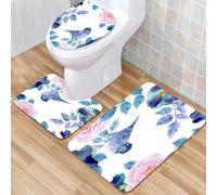 QKBVRHA 3 Piece Non-Slip Bath Mat Set,Luxury Thick Microfiber Shaggy Bathroom Rugs,Watercolor seamless pattern with forest animals and natural elements. Baby,Machine Washable Quick Dry Rugs,Absorbent