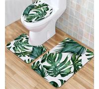 QKBVRHA 3 Piece Non-Slip Bath Mat Set,Luxury Thick Microfiber Shaggy Bathroom Rugs,Watercolor style, bride, wildflowers, poppy flowers, daisy elements,Machine Washable Quick Dry Rugs,Absorbent