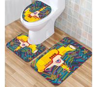 QKBVRHA 3 Piece Non-Slip Bath Mat Set,Luxury Thick Microfiber Shaggy Bathroom Rugs,Yellow Submarine The Beatles Rock Band Illustration,Machine Washable Quick Dry Rugs,Absorbent