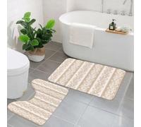 QKBVRHA Non-Slip Bath Mat Set of 2,60X90 CM Soft Plush Shower Mat & 50X40 Toilet Pedestal Carpet,jack russell dog lying on the ground full of fall autumn leaves laughing ou,Machine Washable,Absorbent