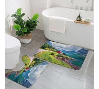 QKBVRHA Non-Slip Bath Mat Set of 2,60X90 CM Soft Plush Shower Mat & 50X40 Toilet Pedestal Carpet,Sticker or p for tequila tipple on dark wooden background,Machine Washable,Absorbent