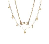 QKCQQTS 14K Gold Plated Snake Pendant Necklace for Women - Golden Serpent Embrace, Vintage Animal Jewelry, Layered Chain for Everyday Wear (shape-a)