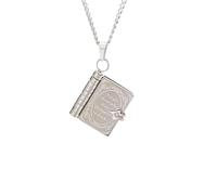 QKCQQTS 18K Vintage Book Pendant Necklace, Book Charm Necklace with Heart Butterfly, Book Necklace for Women (Silver-b)