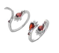 QKCQQTS 2 Pcs Adjustable Red Cat Paws Zircon Ring, Elegant Open Rings with Tail Claw Design, Animal Jewelry Gift for Women (2pcs-a)