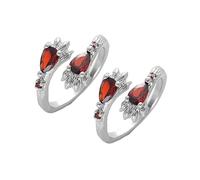 QKCQQTS 2 Pcs Adjustable Red Cat Paws Zircon Ring, Elegant Open Rings with Tail Claw Design, Animal Jewelry Gift for Women (2pcs-b)