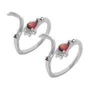 QKCQQTS 2 Pcs Adjustable Red Cat Paws Zircon Ring, Elegant Open Rings with Tail Claw Design, Animal Jewelry Gift for Women (2pcs-c)