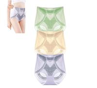 QKCQQTS 3 Pack Women's Seamless Liquid Ice Silk High Waist Shapewear Panties (XXL,3PCS-D)