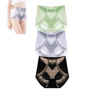 QKCQQTS 3 Pack Women's Seamless Liquid Ice Silk High Waisted Tummy Control Panties (XXL, 3PCS-A)