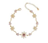 QKCQQTS Adjustable Gold Sunflower Bracelet, Elegant Purple Zirconia Floral bracelets,for Women or Valentine’s Day Gifts (Gold)