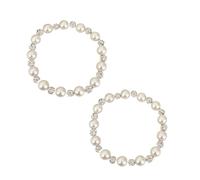 QKCQQTS Freshwater Pearl Bracelet for Women - Stretch Stackable Silver Beaded Jewelry, Elegant Everyday Light Luxury Hair Wrist Gift (2pcs)