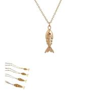 QKCQQTS Women 3D Articulated Fish Necklace, Sea Lover Lucky Fish Pendant Necklaces , Unique Geometricy Animal Pendant (Small fish - three scales)