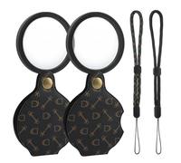 QKDS 2PCS 15X Small Pocket Magnifying Lenses Glass, Mini Pocket Magnifier Folding Magnify Glass with Rotating Protective Holster for Reading Inspection Coin Jewelry or Exploring
