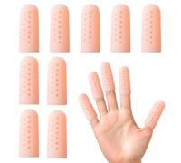 QKEINV 14 Pcs Gel Finger Protectors, Silicone Finger Gloves, Fingerss Covers with Hole, Breathable Fingers Cots for Cracking,Protection Arthritis,Injury,Cut,Keep Dressings Dry and Clean
