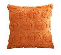 QKEINV 1PCS Autumn Cushion Covers, Orange Pumpkin Throw Pillow Covers, Pumpkin Decorative, Soft Fluffy Velvet Cushion Cover, Thanksgiving Decorations for Indoor Home Bedroom Couch Sofa Decor