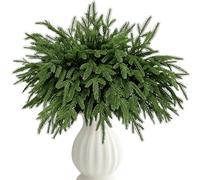 QKEINV 24 Pcs Christmas Norfolk Pine Branches, Christmas Greenery Stems, Norfolk Pine Branche, Lifelike Real Touch Stems, Artificial Faux Pines Branches for Xmas Wreath Making DIY Crafts Home Decor