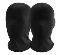 QKEINV 2pcs Black Full Face Mask, Halloween Full Black Mask, Spandex Hood for Unisex Cosplay, Faceless Skin Masks Halloween Dress Up for Cosplay Halloween Party Costume Unisex Men Women
