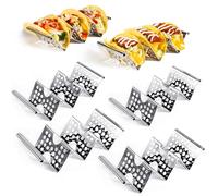 QKENDY Taco Holders Set of 6, Stainless Steel Taco Holder Stand, Stylish Taco Shell Holders, Each Metal Taco Stands for 3 Tacos, Taco Rack Taco Serving Tray Oven, Grill and Dishwasher Safe