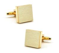 QKEOISUD 1 Pair Men's Cufflinks Classic Gold Square Business French Style Cufflinks Men's Shirt New Metal Brushed Versatile Cuff Links, Wedding Party Anniversary Clothing Accessories Gifts