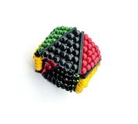QKEOISUD African Jewelry Jamaican Costume Accessories,Rastafarian Adjustable Elastic Strap Wooden Bracelet, Vintage Jamaican Reggae Circle Men's and Women's Multi-Layer Travel Commemorative Jewelry