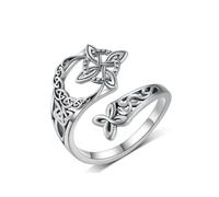 QKEOISUD Celtic Trinity Ring, Witch Return-Knot Original Celtic Open Adjustable Promise Protection Ring, Fashion Timeless Symbolism Witch Knot Irish Jewelry for Daily Party Wedding