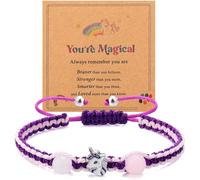 QKEOISUD Girls Bracelets,Cute Unicorn Charm Bracelets For Daughter Granddaughter Niece Sister,Perfect Birthday Christmas Back To School Jewellery Gift For Girl(Purple)