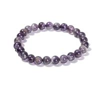QKEOISUD Natural Healing Crystal Gemstone Bracelet, Fashion Women's Amethyst Bead Elastic Bracelet, Valentine's Day, Mother's Day, Birthday, Good Luck Jewelry Gift