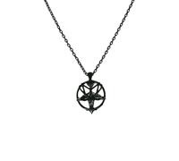 QKEOISUD Retro Art Goat Head Pendant Necklace,Made of Alloy Material,Black Gothic Classic Item,Niche Five Corners Star Disk Unique Design,Trendy and Versatile Accessories.