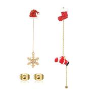 QKEOISUD Snowflake Santa Claus Threader Tassel Earrings,Silver Needle Asymmetric Long Chain Pendant Earrings, Christmas Theme Decoration, Cute Holiday Jewelry Decoration, Christmas Jewelry Gifts