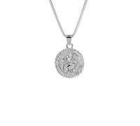 QKEOISUD St Christopher Necklace,Fashion Circular Letter Coin Pendant Metal Necklace As The Guardian Deity of Jesus on His Journey, Male and Female Hip-Hop Figures Amulets Religious Gifts Accessories