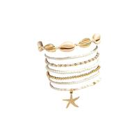QKEOISUD Starfish Shell Summer Beach Beaded Bracelets for Women Boho Holiday Layered Stackable Jewelry Accessories Prsents