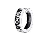 QKEOISUD Viking Runes Hoop Earrings for Men Women, Norse Stainless Steel Vintage Hoops Mythology Earring, Small Round Huggie Hoops with Rune Protection Jewellery (1 Earring)