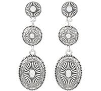 QKEOISUD Vintage Western Earring for Women Cowgirl Western Jewelry Drop Oval Dangle Earring Rodeo Country Concert Outfits for Party Anniversary(Silver)