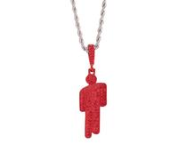 QKEOISUD Women & Men Humanoid Shape Diamond Stainless Steel Villain Necklace,Shining Crooked Headed Small Figure Fashionable Street Hip-Hop Jewelry, Star Style Zircon Music Metal Accessories