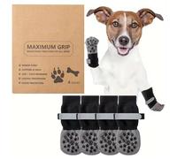 QKEPCY 2 Pairs Dog Socks Anti Slip Dog Socks Adjustable Dog Boots with Reflective Strip Dog Shoes Paws Stop Licking Dog Claw Socks for Pet Indoor Outdoor Hardwood Floor Walking (XL)