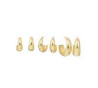 QKEPCY 3 Pairs Chunky Hoop Earrings Set Minimalist Curved Huggie Earrings Assorted Sizes Metallic Jewelry Women Accessories